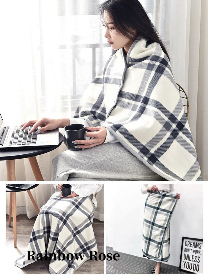 送料無料 ブランケット ひざ掛け ボタン付き ストール大判 ふわふわ ポンチョ ショート レディース 着る毛布 オシャレ 裏起毛 防寒膝かけ 毛布 北欧 肩掛け 