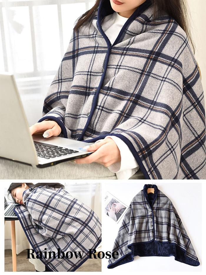 送料無料 ブランケット ひざ掛け ボタン付き ストール大判 ふわふわ ポンチョ ショート レディース 着る毛布 オシャレ 裏起毛 防寒膝かけ 毛布 北欧 肩掛け 