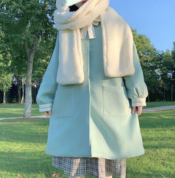 ステンカラーコート セーラーコート 冬服 リボン レディース ジャケット 秋 パフスリーブ ボリューム袖 コート ミディアムコート 