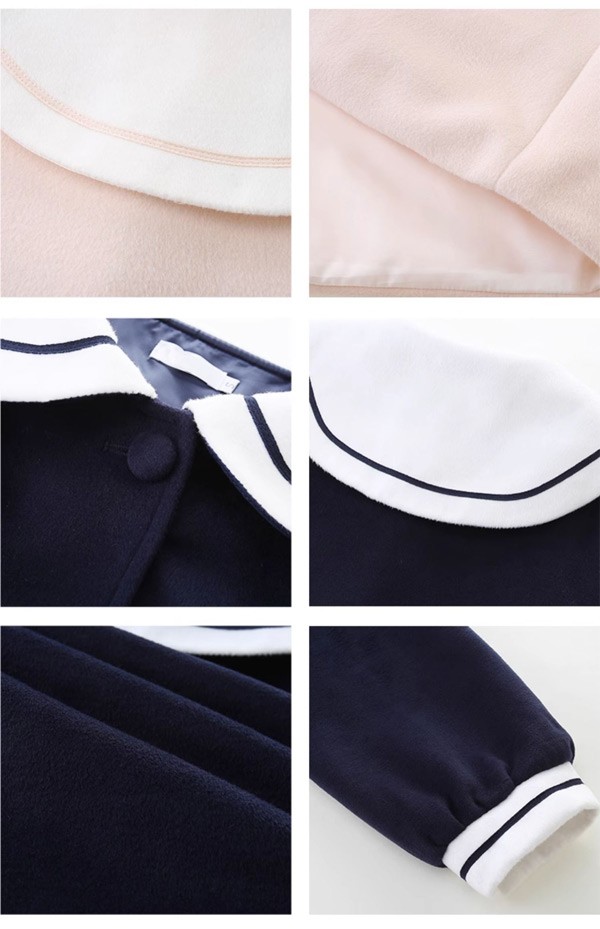 ステンカラーコート セーラーコート 冬服 リボン レディース ジャケット 秋 パフスリーブ ボリューム袖 コート ミディアムコート 