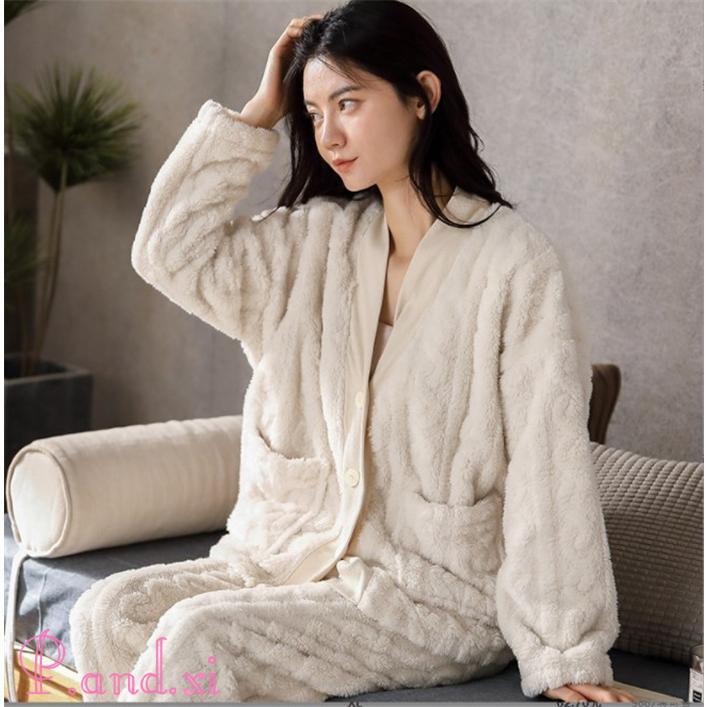 ルームウェア 上下セット 冬 パジャマ レディース 長袖 もこもこ 前開き あったかい ルームウェア 秋冬 上下パジャマ かわいい パジャマ 部屋着 