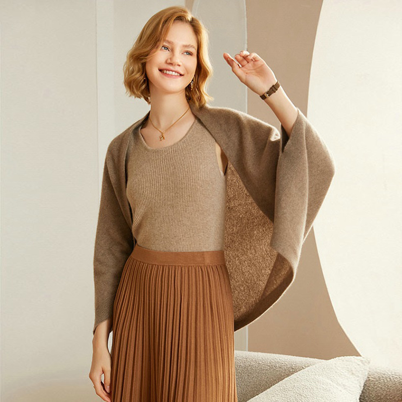 ポンチョ ケープ ウール カーディガン ショート丈 レディース コート 柔か 秋物 ドルマン おしゃれ ニットカーディガン 羽織り ストール ボレロ 春物 シンプル 