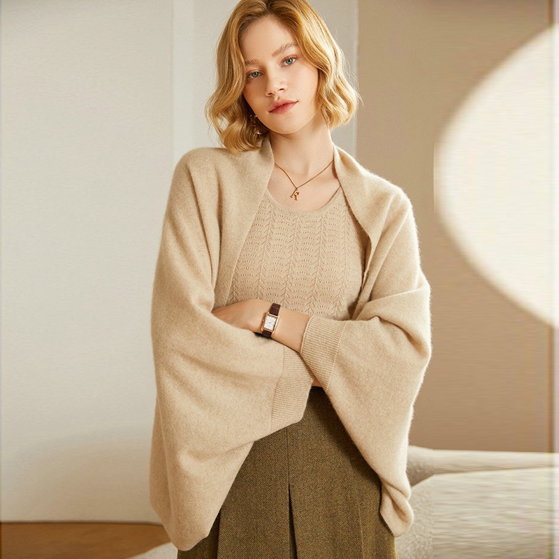 ポンチョ ケープ ウール カーディガン ショート丈 レディース コート 柔か 秋物 ドルマン おしゃれ ニットカーディガン 羽織り ストール ボレロ 春物 シンプル 