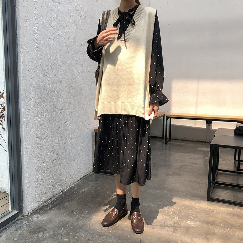 ニットベスト レディース 春 秋 プルオーバー ニット ベスト おしゃれ カジュアル 重ね着 レイヤード シンプル ノースリーブ トップス 体型カバー 着回し 