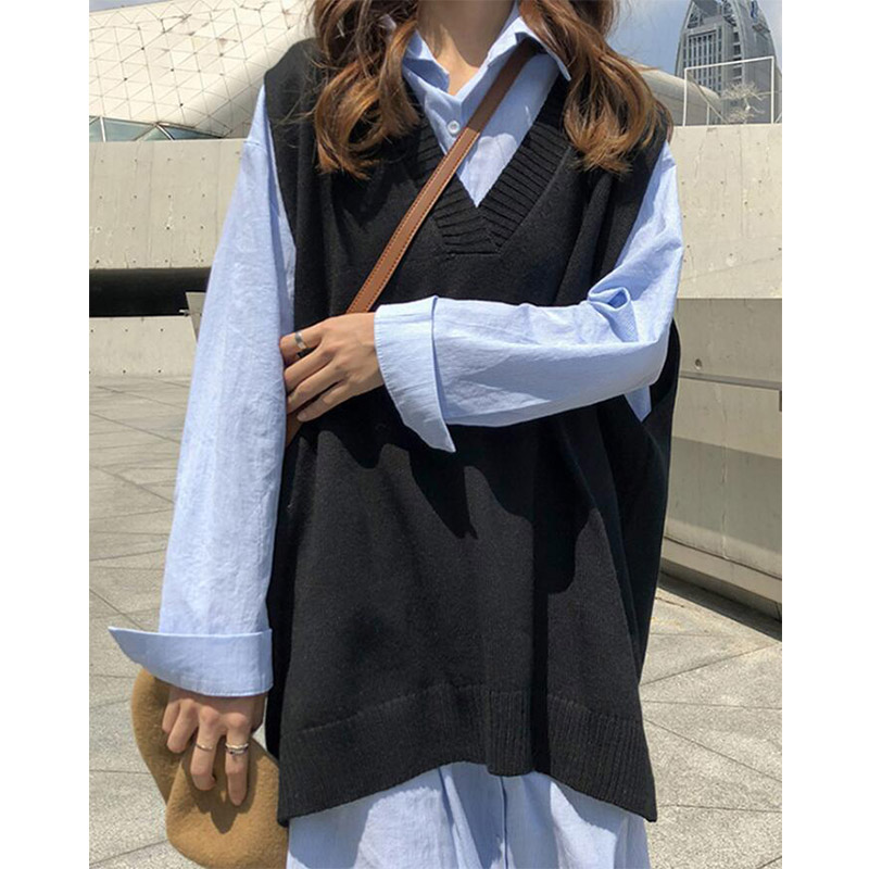 ニットベスト レディース 春 秋 プルオーバー ニット ベスト おしゃれ カジュアル 重ね着 レイヤード シンプル ノースリーブ トップス 体型カバー 着回し 