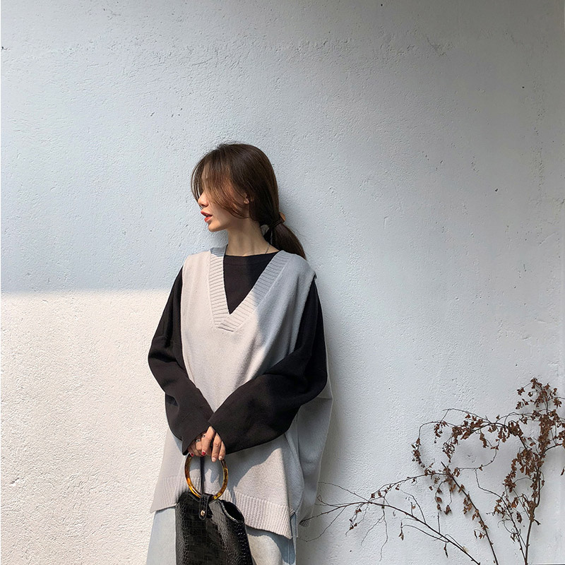 ニットベスト レディース 春 秋 プルオーバー ニット ベスト おしゃれ カジュアル 重ね着 レイヤード シンプル ノースリーブ トップス 体型カバー 着回し 