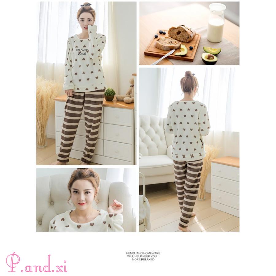 ルームウェア パジャマ ナイトウェア レディース 部屋着 2点セット もこもこ 防寒 可愛い 上下セット 厚手 ふわふわ 秋 ワンピース 冬 あったか 