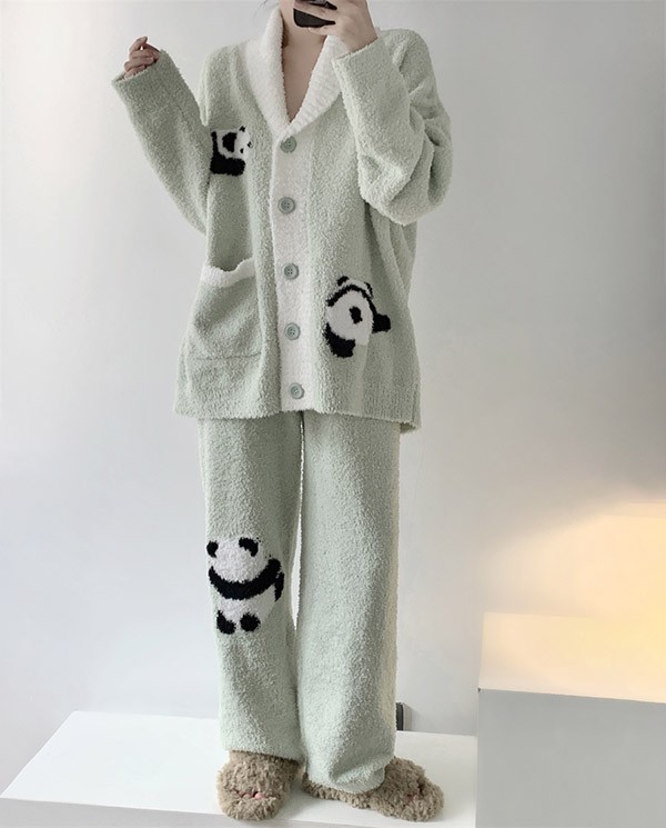 ルームウェア もこもこ パジャマ 冬 長袖 上下セット 暖かい あったか 前開き 寝巻き 大きいサイズ 動物 部屋着 。モコモコ 大人用 