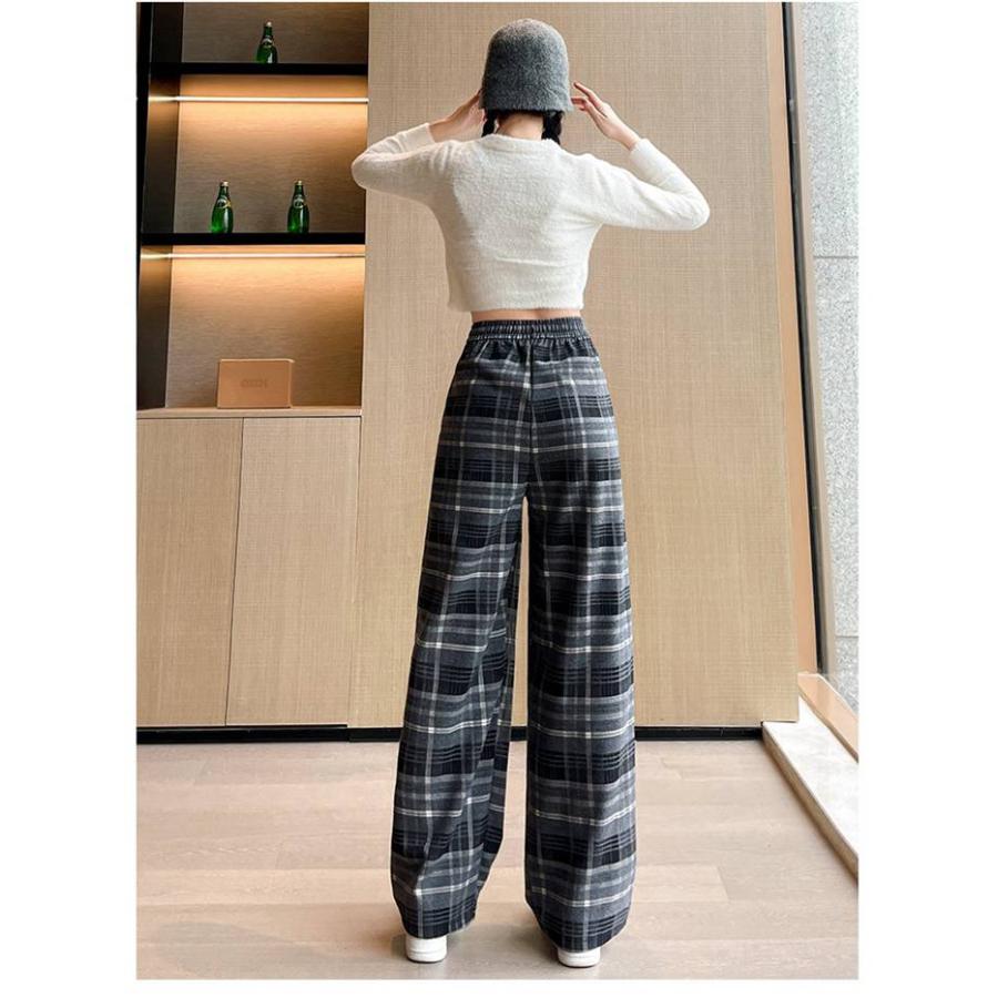 ロングパンツ レディース チェックパンツ 2TYPE 裏起毛 ゆったり ワイドパンツ ズボン チェック柄 暖かい ハイウェスト カジュアル 防寒 