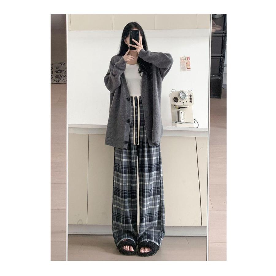 ロングパンツ レディース チェックパンツ 2TYPE 裏起毛 ゆったり ワイドパンツ ズボン チェック柄 暖かい ハイウェスト カジュアル 防寒 