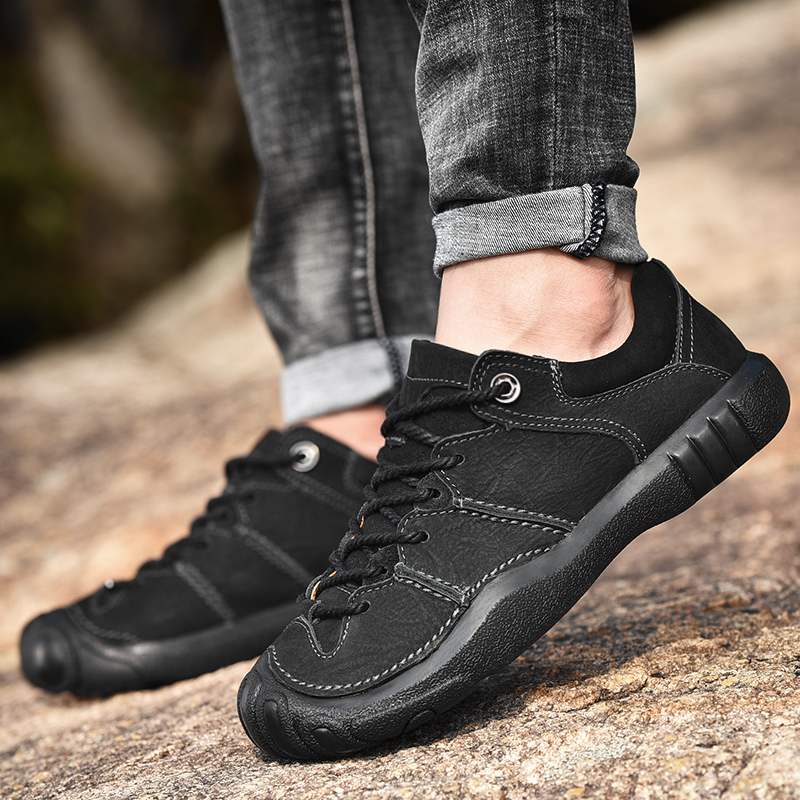 牛革アウトドア系カジュアルスニーカー 革靴 メンズ カジュアルアウトドア お兄系靴 メンズ  