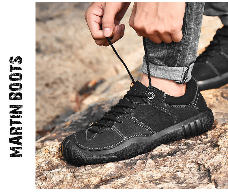 牛革アウトドア系カジュアルスニーカー 革靴 メンズ カジュアルアウトドア お兄系靴 メンズ  