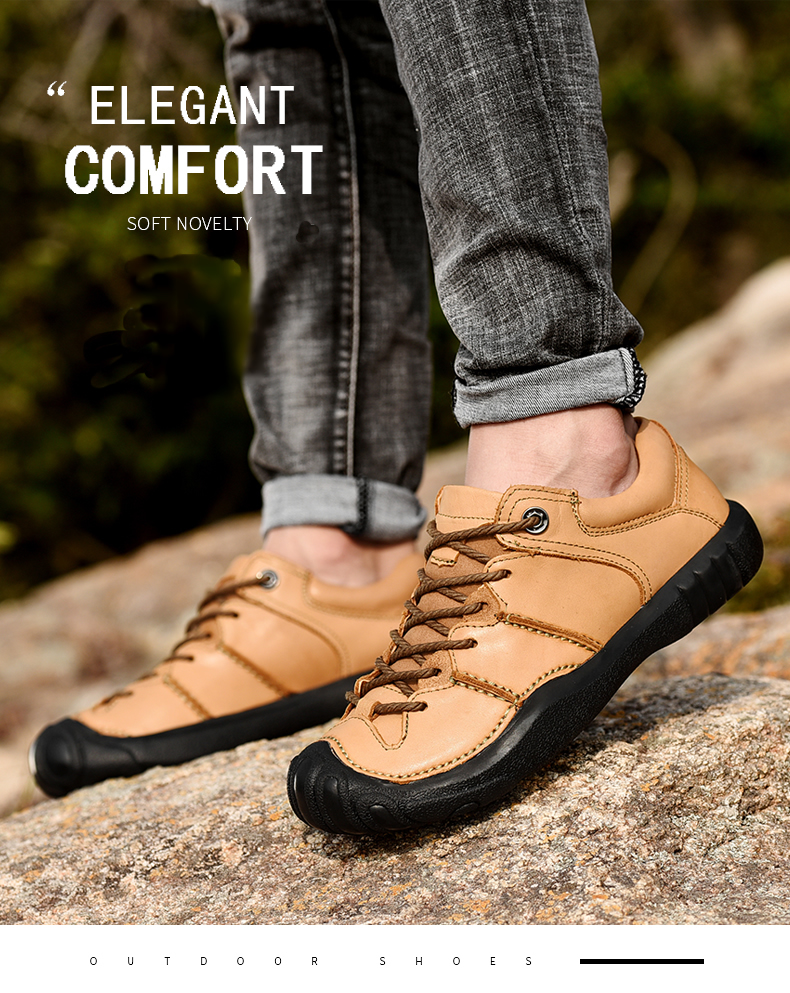 牛革アウトドア系カジュアルスニーカー 革靴 メンズ カジュアルアウトドア お兄系靴 メンズ  