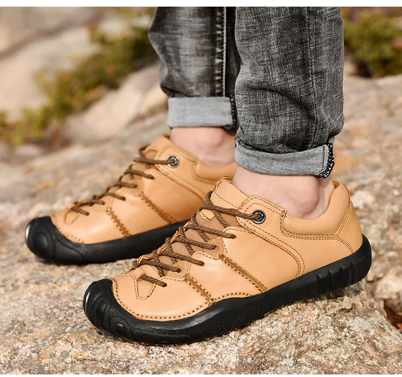 牛革アウトドア系カジュアルスニーカー 革靴 メンズ カジュアルアウトドア お兄系靴 メンズ  