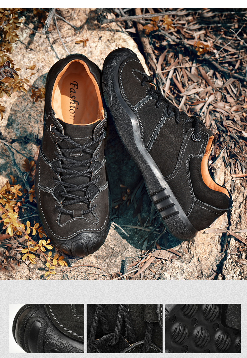 牛革アウトドア系カジュアルスニーカー 革靴 メンズ カジュアルアウトドア お兄系靴 メンズ  