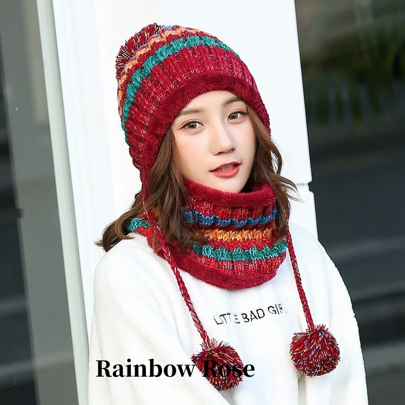 クーポン利用で2490円！ ニット帽 帽子 キャップ 2点セット ネックウォーマー ボーダー 遠足 スキー アウトドア 運動 スノボ フリーサイズ 防寒 旅行 保温 冬 