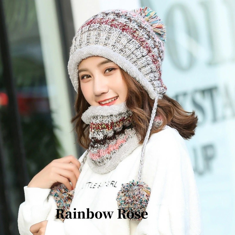 クーポン利用で2490円！ ニット帽 帽子 キャップ 2点セット ネックウォーマー ボーダー 遠足 スキー アウトドア 運動 スノボ フリーサイズ 防寒 旅行 保温 冬 