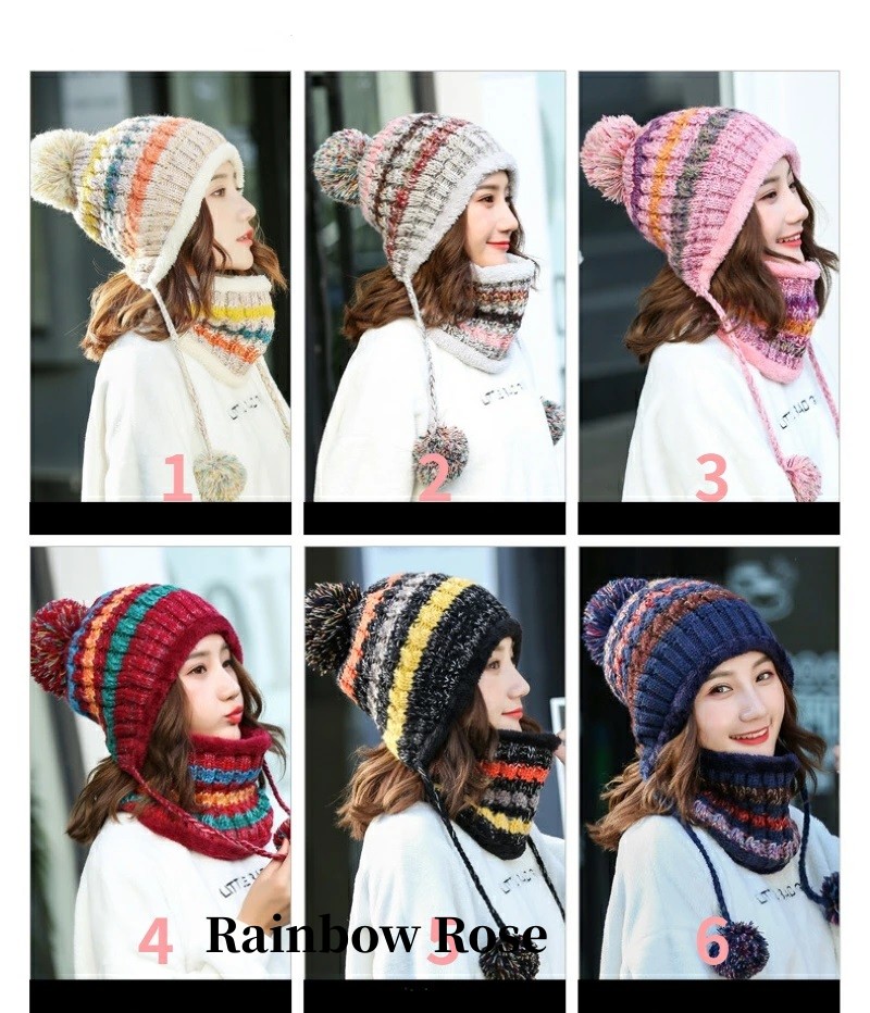 クーポン利用で2490円！ ニット帽 帽子 キャップ 2点セット ネックウォーマー ボーダー 遠足 スキー アウトドア 運動 スノボ フリーサイズ 防寒 旅行 保温 冬 