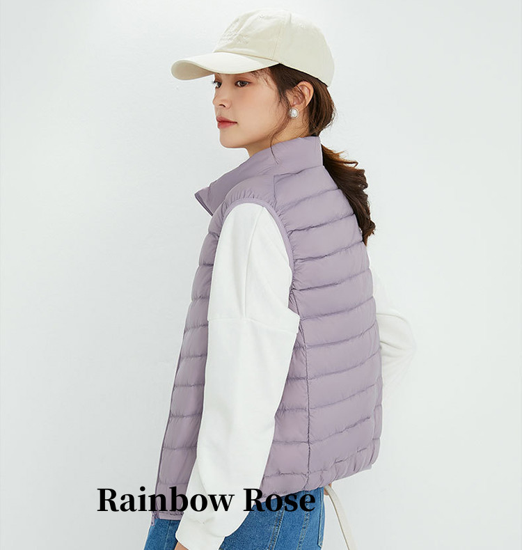 ダウンベストレディース インナーダウン ベスト ノースリーブ ライトダウン ダウン90% ローズ ファスナーポケット 軽量 キャンプ S-5L 山登り 秋冬 薄手 登山 