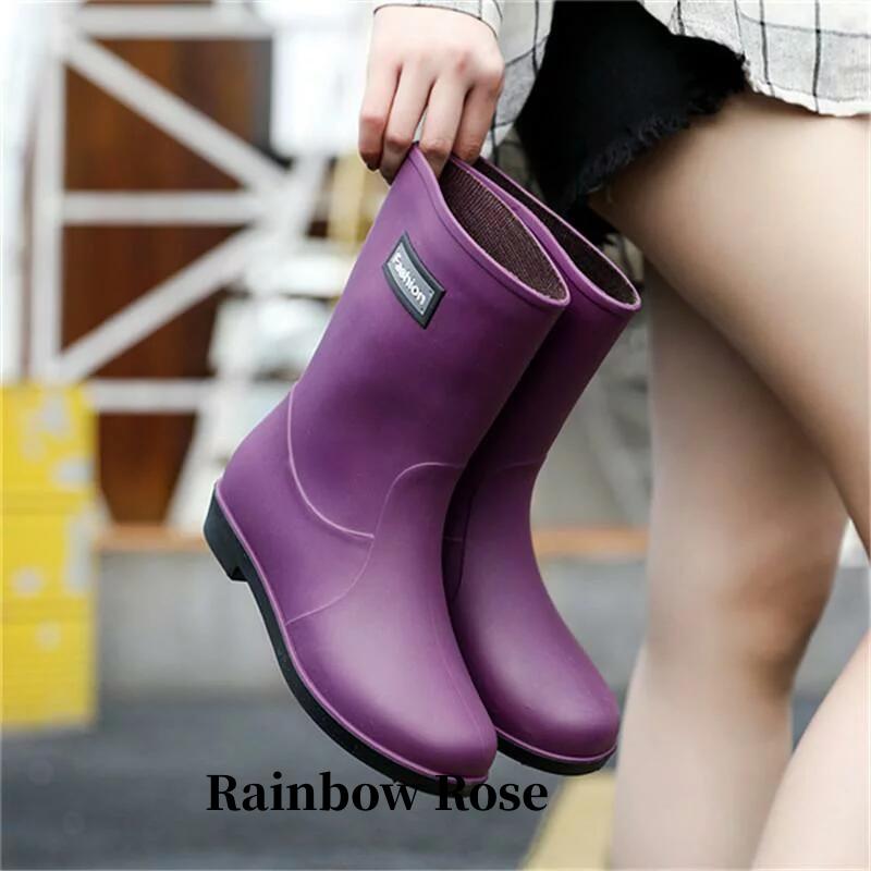 レインブーツ レインレディース ミドル丈 ショートブーツ 完全防水 長靴 通学 通勤 雨の日 雨具 雨靴 脱げない かわいい 靴 滑らない 