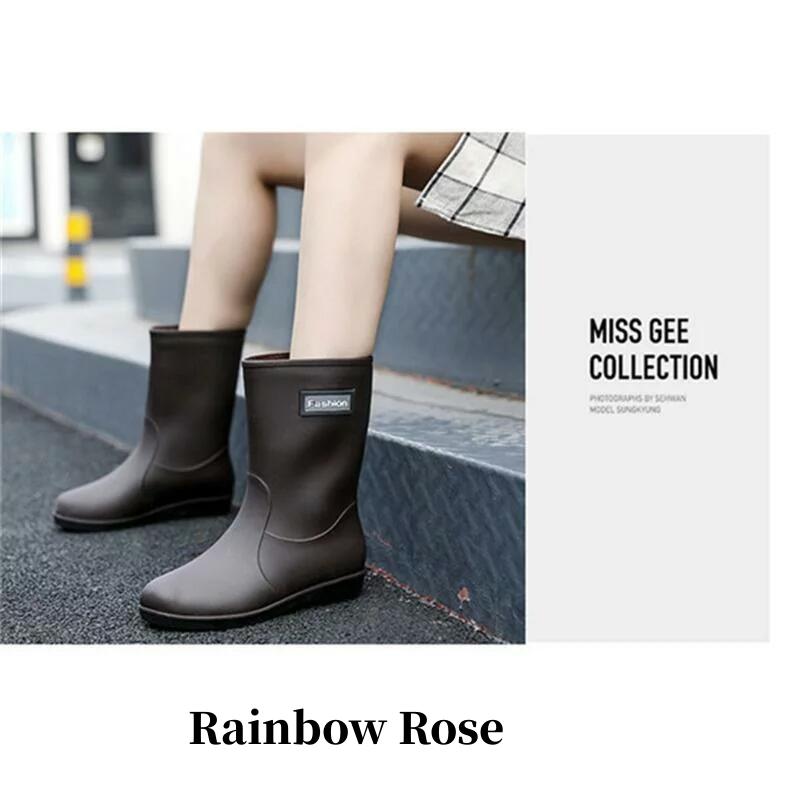 レインブーツ レインレディース ミドル丈 ショートブーツ 完全防水 長靴 通学 通勤 雨の日 雨具 雨靴 脱げない かわいい 靴 滑らない 