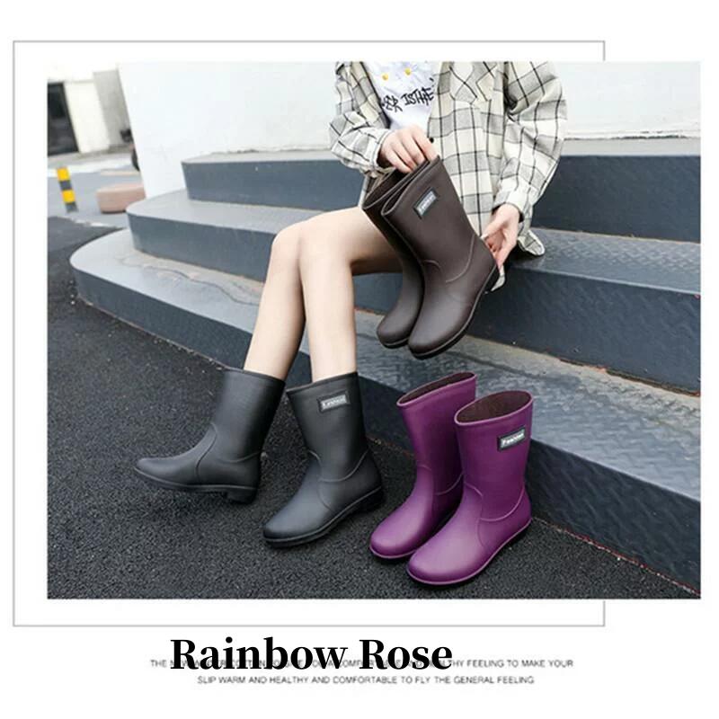 レインブーツ レインレディース ミドル丈 ショートブーツ 完全防水 長靴 通学 通勤 雨の日 雨具 雨靴 脱げない かわいい 靴 滑らない 