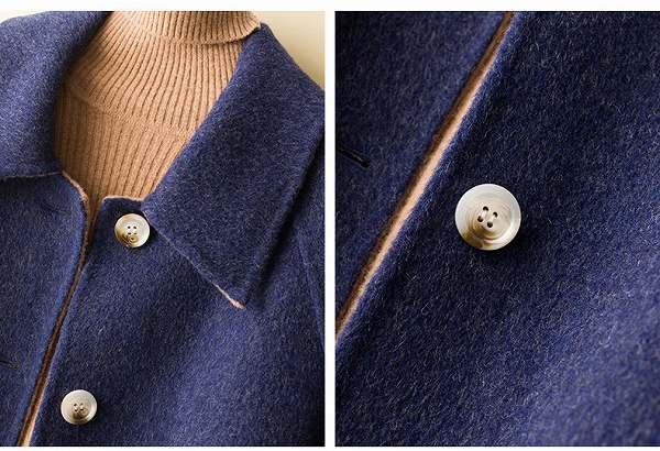 ウール100％ロングコート ミディアムコート リバーコート シングルボタン 前開き ダブルフェイス 一枚仕立て 送料無料通勤通学20代30代40代50代60代 