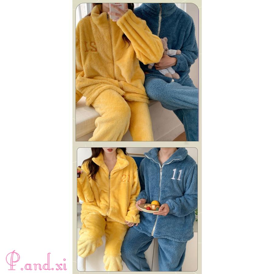 ルームウェア 上下セット 冬 パジャマ レディース 長袖 上下パジャマ もこもこ 秋冬 部屋着 あったかい ルームウェア 前開き かわいい パジャマ 