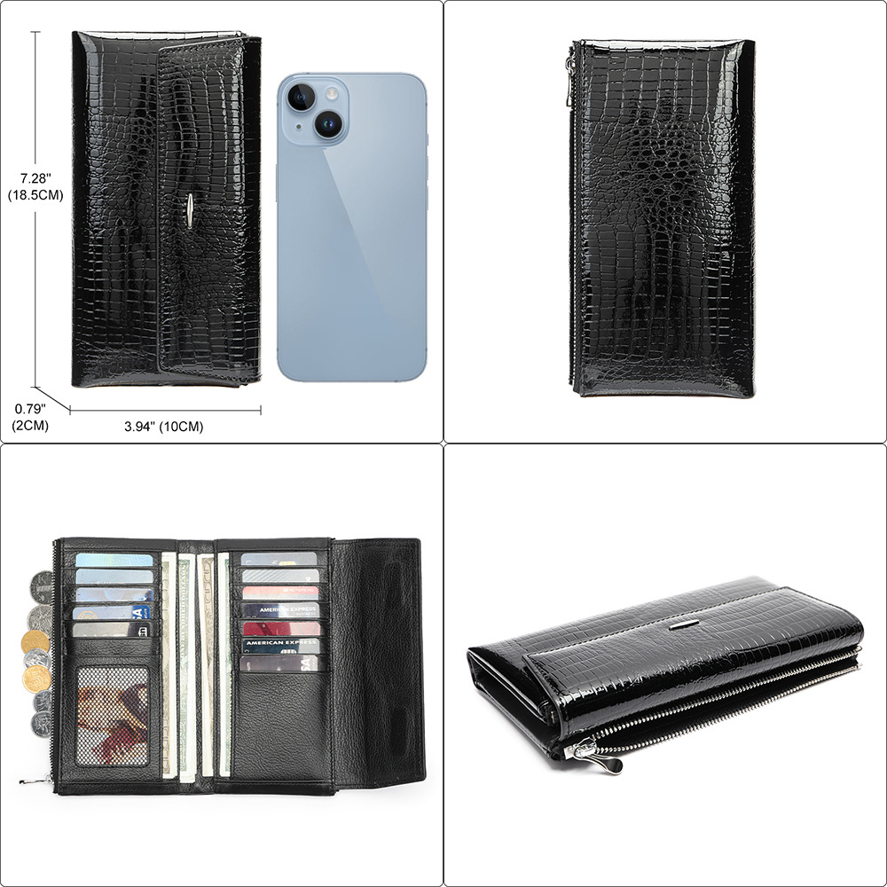 長財布 レディース 薄い スリム パステル クロコダイル柄 レザー ビジネス 大容量 シンプル 型押し 大人 オフィス 財布 かわいい 