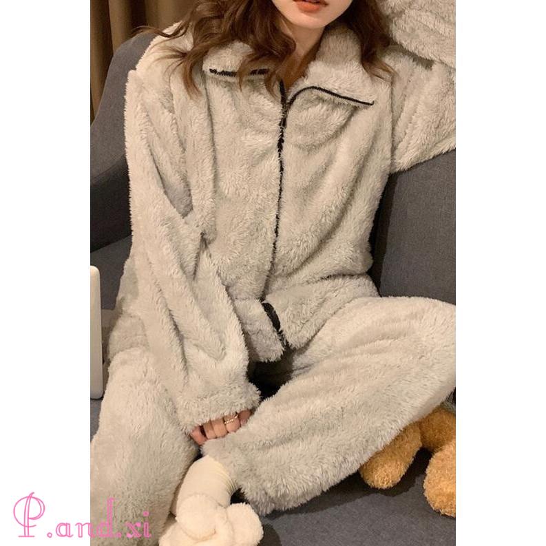 ふわふわ もこもこ 暖かルームウェア 上下セット パジャマ ルームェア 前開き 冬 レディース 着る毛布 ふわふわもこもこ 秋 長袖 