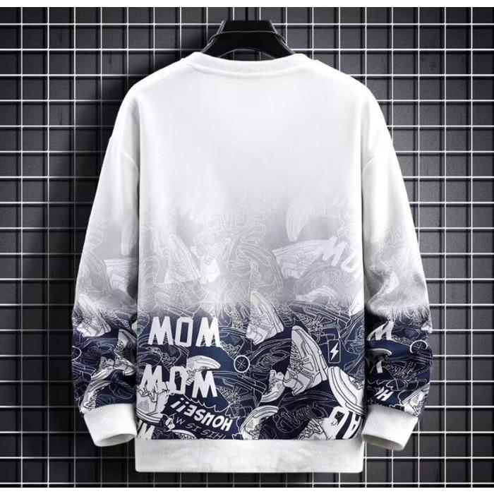 スウェット メンズ トレーナー 長袖 クルーネック 裏起毛 グラデーション 暖かい 