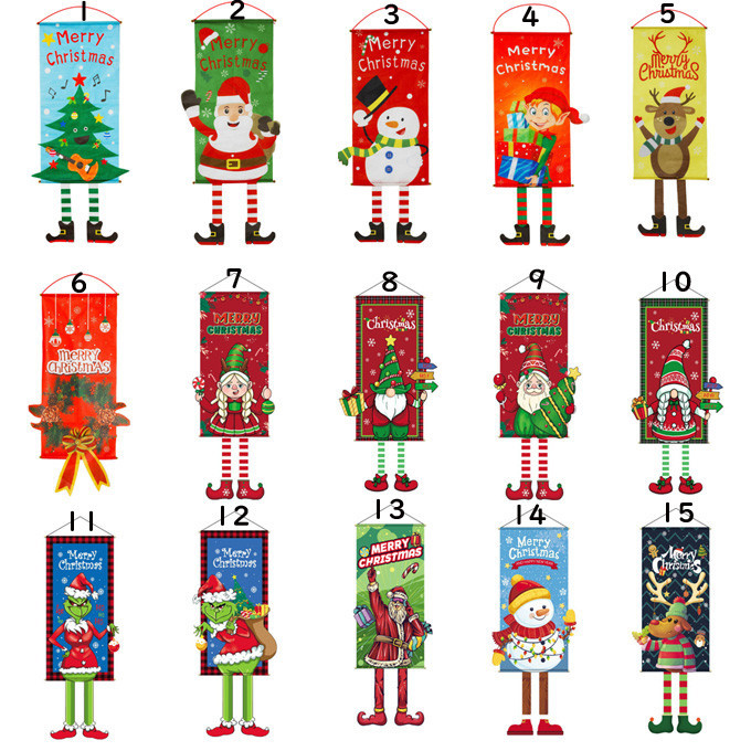 2枚セット クリスマス 飾り 旗バナー クリスマス吊り旗 ガーランド サンタクロース メリークリスマス吊り布 クリスマスツリーガーデンフラグ 