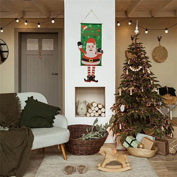 2枚セット クリスマス 飾り 旗バナー クリスマス吊り旗 ガーランド サンタクロース メリークリスマス吊り布 クリスマスツリーガーデンフラグ 