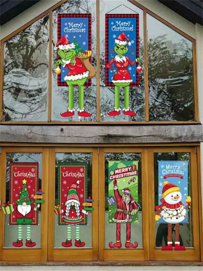 2枚セット クリスマス 飾り 旗バナー クリスマス吊り旗 ガーランド サンタクロース メリークリスマス吊り布 クリスマスツリーガーデンフラグ 