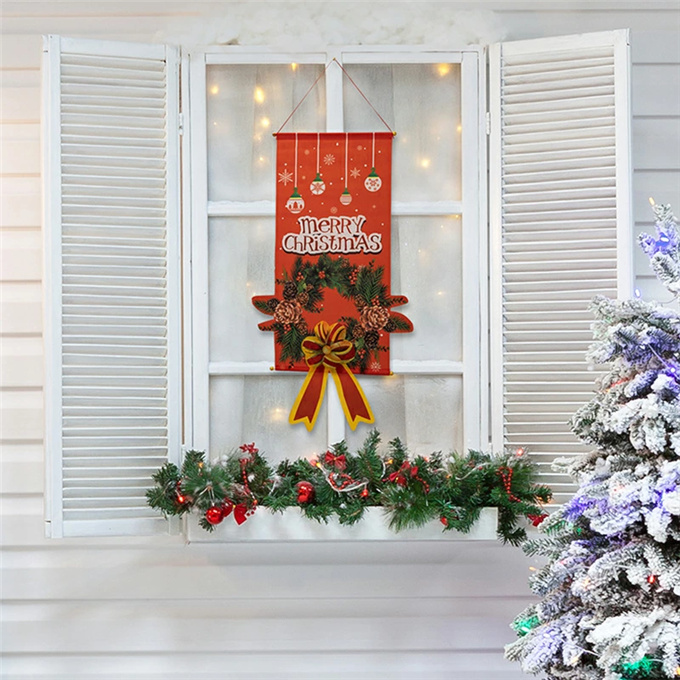 2枚セット クリスマス 飾り 旗バナー クリスマス吊り旗 ガーランド サンタクロース メリークリスマス吊り布 クリスマスツリーガーデンフラグ 