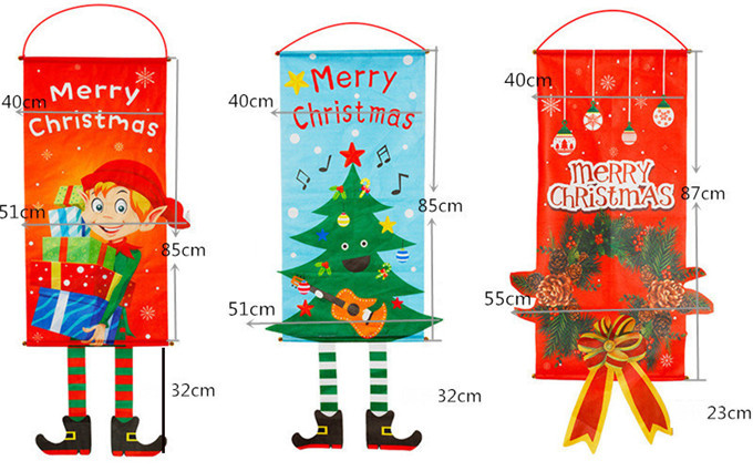 2枚セット クリスマス 飾り 旗バナー クリスマス吊り旗 ガーランド サンタクロース メリークリスマス吊り布 クリスマスツリーガーデンフラグ 