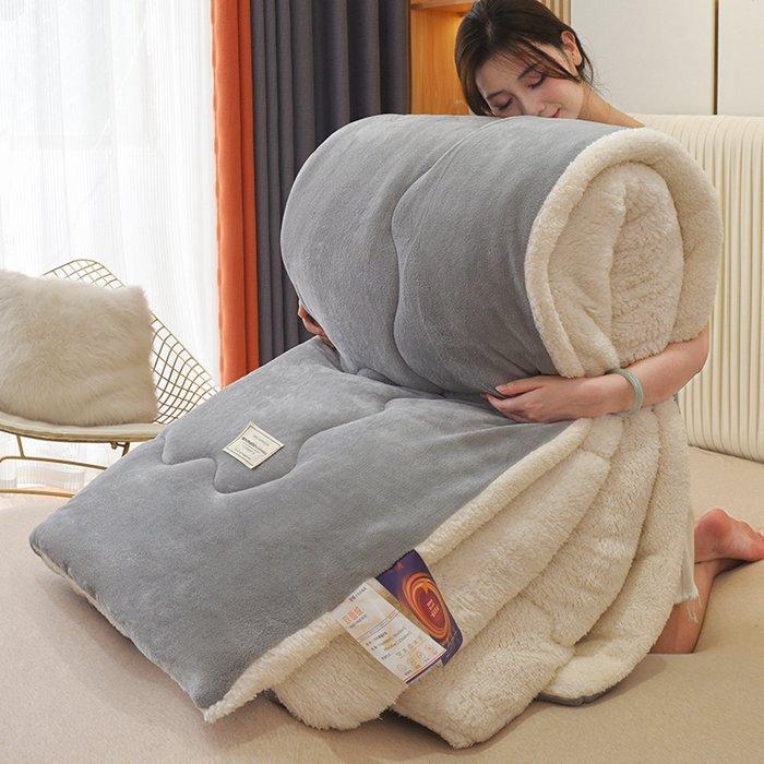 毛布布団 シープボア 掛け布団 ダブル 中綿入り ボア 毛布ふとん あたたか フランネル おしゃれ 冬 厚手 無地 北欧 ふわふわ 