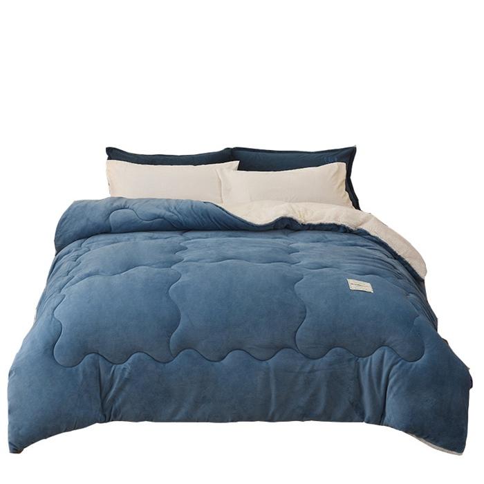 毛布布団 シープボア 掛け布団 ダブル 中綿入り ボア 毛布ふとん あたたか フランネル おしゃれ 冬 厚手 無地 北欧 ふわふわ 