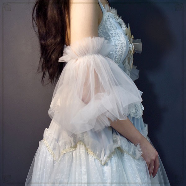 付け袖 二の腕 アームカバー ふわふわつけ袖 ゴム留め ソフトチュール レディース 隠す パーティードレス用 二の腕 ボレロ 