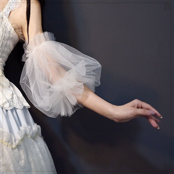 付け袖 二の腕 アームカバー ふわふわつけ袖 ゴム留め ソフトチュール レディース 隠す パーティードレス用 二の腕 ボレロ 