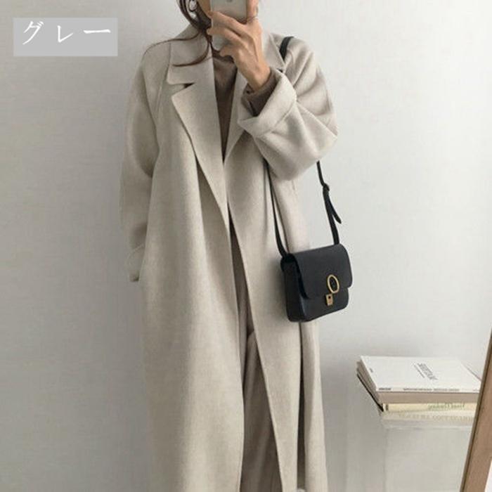 チェスターコート ロングコート アウター レディース ベルト付きゆる コート 秋冬 カジュアル レディース 韓国ファッション 防寒 