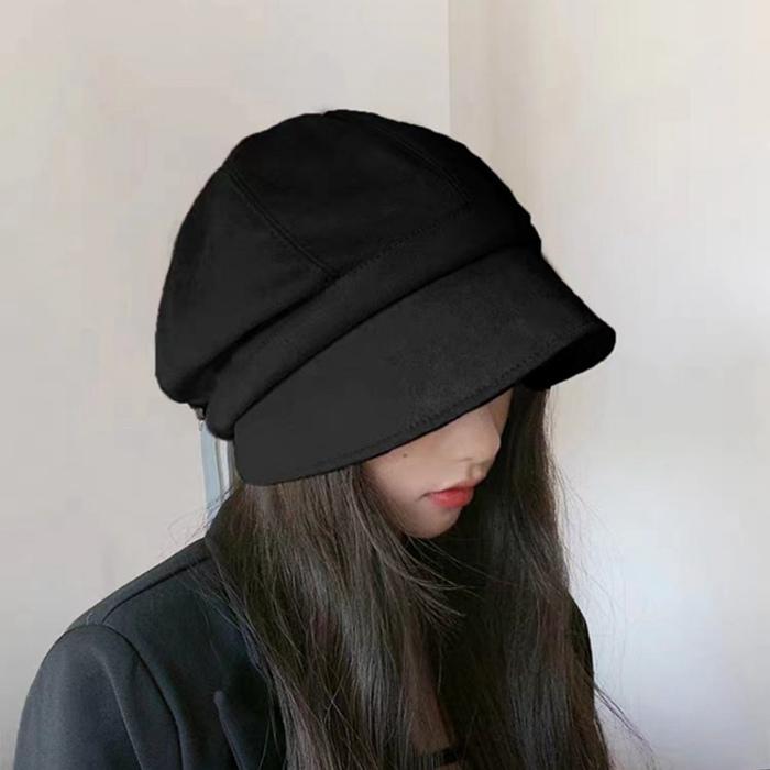 キャスケット 帽子 レディース つば広 UV 合成鹿革 冬 かわいい シンプル UVカット 可愛い おしゃれ 無地 つば付き 秋 