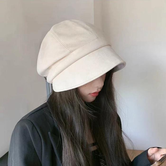 キャスケット 帽子 レディース つば広 UV 合成鹿革 冬 かわいい シンプル UVカット 可愛い おしゃれ 無地 つば付き 秋 