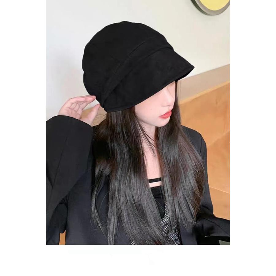 キャスケット 帽子 レディース つば広 UV 合成鹿革 冬 かわいい シンプル UVカット 可愛い おしゃれ 無地 つば付き 秋 