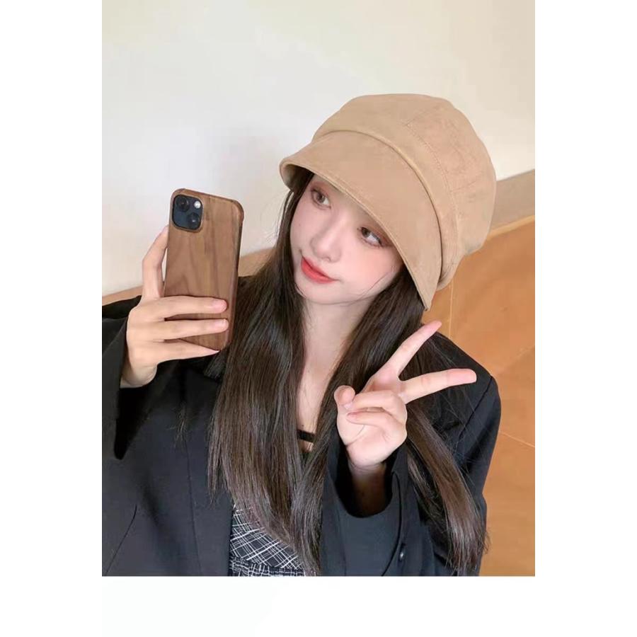 キャスケット 帽子 レディース つば広 UV 合成鹿革 冬 かわいい シンプル UVカット 可愛い おしゃれ 無地 つば付き 秋 