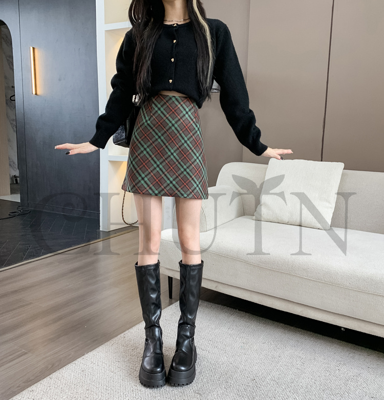 タイトスカートラシャスカートセクシースカート大きいサイズタイトスカートミニAラインスカート黒 ラシャスカート チェック柄スカート通学春秋~XL20代?30代  