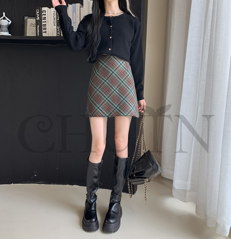 タイトスカートラシャスカートセクシースカート大きいサイズタイトスカートミニAラインスカート黒 ラシャスカート チェック柄スカート通学春秋~XL20代?30代  