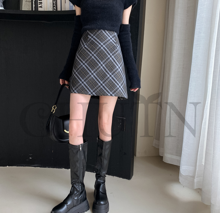タイトスカートラシャスカートセクシースカート大きいサイズタイトスカートミニAラインスカート黒 ラシャスカート チェック柄スカート通学春秋~XL20代?30代  