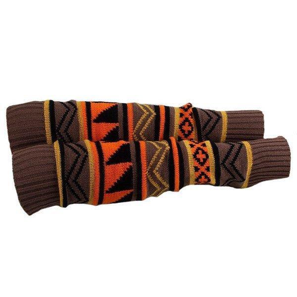 レッグウォーマー ロング丈 膝下 膝上 ボヘミアン柄 エスニック ニット 冷え性 冷え取り 女性 かわいい ルーズ 冷え 模様 防寒 あたたかい 靴下 