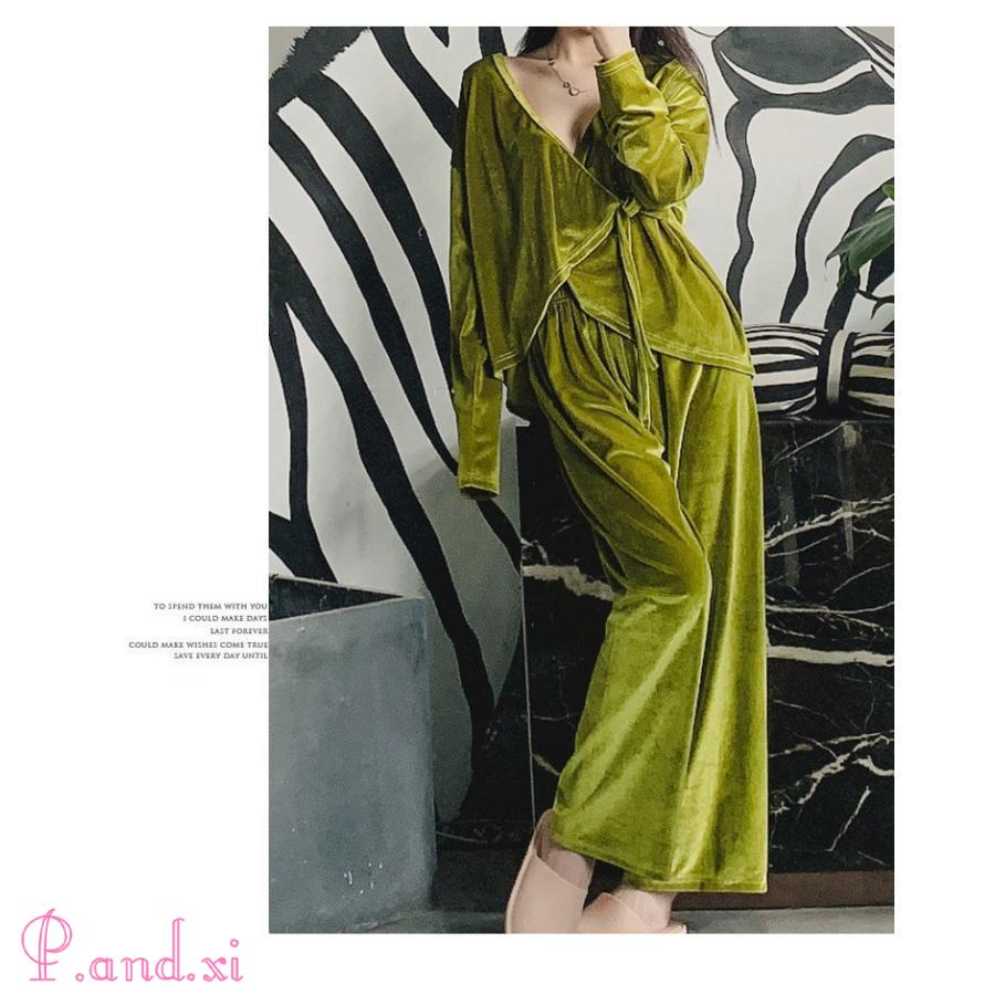 パジャマ ベロア レディース ルームウェア 長袖 部屋着 寝巻き ベロア 冬 前開き 上下セット 暖かい 秋 パジャマ 大人 上下セットアップ 冬 ルームウェア 秋 